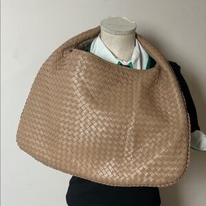 Beige Intrecciato Leather Large Hobo- fair condition